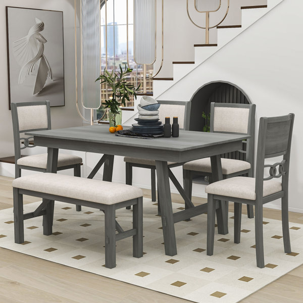 Red Barrel Studio® 6 Piece Double Pedestal Dining Set, Rectangular